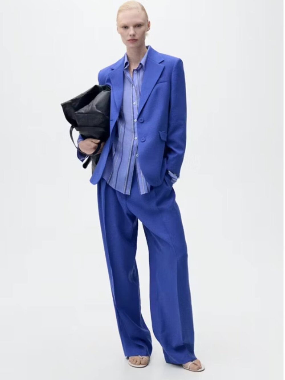 Mango Structured Suit Blazer in Cobalt
